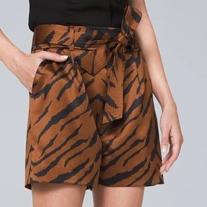 5-INCH SATIN TIGER-PRINT SHORTS (missing belt)